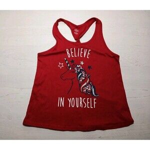 Way to Celebrate 4th of July USA Believe Unicorn Tank Top Girls Size L 10-12
